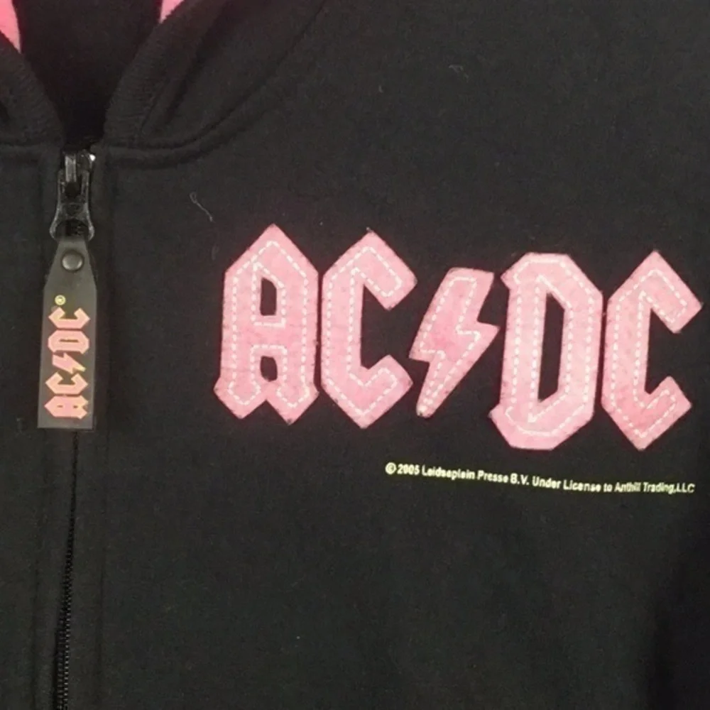 AC/DC 2005 ROCKWEAR Hooded Sweatshirt Hoodie Top Jacket Women’s Small or Kids XL - Picture 3 of 11